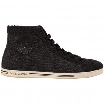 Dolce & Gabbana Gray Wool Cotton Casual High Top Sneakers - EU44/US11