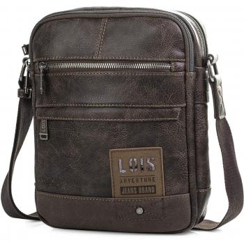 Lois - 96026 Bolso Bandolera Hombre Porta iPad o Tablet. Bolsa de Mensajero al Hombro. Cierre con Cremallera. Múltiples Compartimentos. Piel sintética Polipiel, Color Marron
