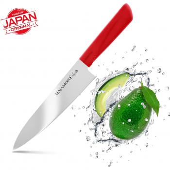Cuchillos Profesionales - Cuchillo Japones Acero Inoxidable - Cuchillos de Cocina Chef para Carne Pescado y Verduras - Cuchillo Cebollero Profesional - Mango Plastico Color - de Japon 18 cm, Rojo