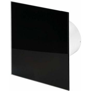Extractor de aire estándar 100 mm con panel frontal de vidrio negro mate para ventilación en pared y techo