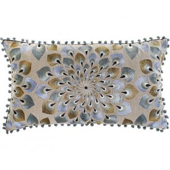 Cojín de algodón azul de 36x15x60 cm