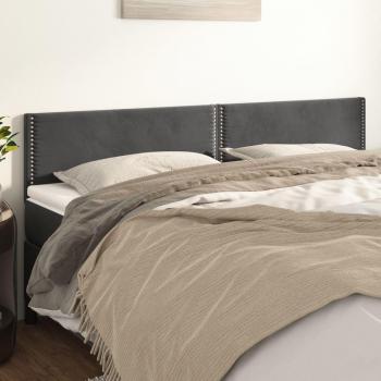 Cabeceros de terciopelo gris oscuro 2 piezas 100x5x78/88 cm