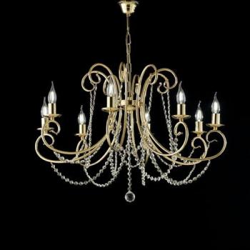 Araña Shabby Chic Magda Oro 8 Luces E14 con Strass
