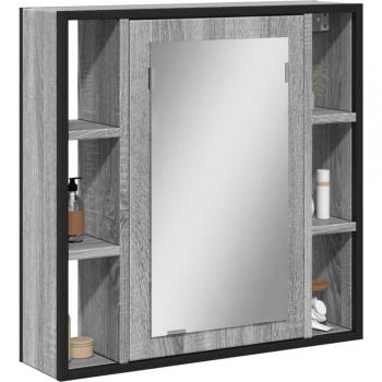 Armario con espejo de baño madera gris Sonoma 60x16x60 cm Vidaxl Gris