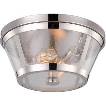 Lámpara de techo Harrow, empotrada de 2 luces, níquel pulido, vidrio, E27