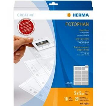 Herma Fundas para Diapositivas 5x5 cm, Pack de 10, Transparente/Mate