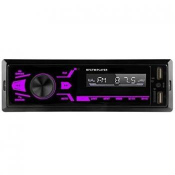 Pantalla Táctil Radio Coche Bluetooth Manos Libres,1 DIN Autoradio Reproductor de MP3 de Coche Apoyo USB/SD/AUX ,Radio FM Estéreo,Radio para Coche con Doble USB,7 Luces de Colores