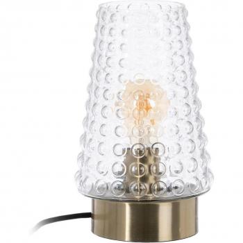 Lámpara de mesita de noche pirámide de cristal de burbujas y metal dorado Ø 17x26 cm, características: diseño elegante en forma de pirámide, material cristal con burbujas decorativas,