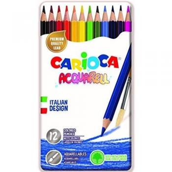 Carioca Acquarell - Caja metálica de 12 lápices, multicolor