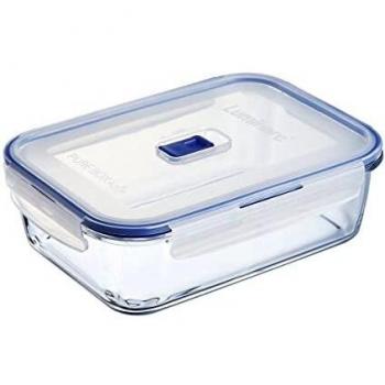 Luminarc 9207678 Pure Box Active - Recipiente Hermético Rectangular, Vidrio, 1.97 L, Color Transparente Y Azul, 22 x 16 x 7cm