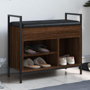 Banco zapatero de madera de ingeniería marrón roble 65,5x32x57,5 cm
