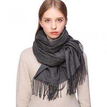 RIIQIICHY Mujer Cachemira Bufanda Pashmina Chal Gris Invierno Cálida Grande Larga Suave Manta para Mujeres