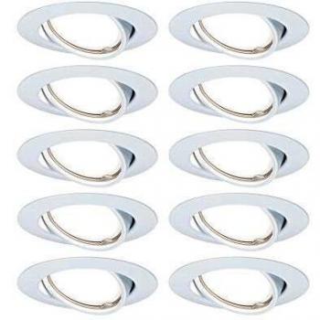 Juego de 10 focos empotrables LED Base GU10 orientables, blancos, máximo 10W cada uno