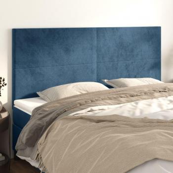 Cabeceros de terciopelo azul oscuro 4 unidades 100x5x78/88 cm