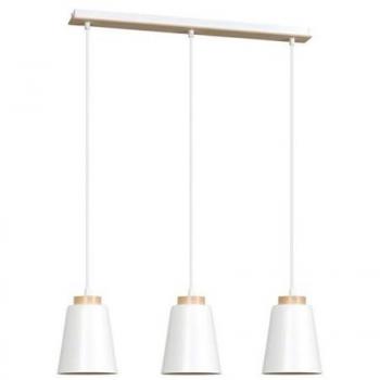Lámpara de Suspensión Bolero EPIKASA, Acero con Recubrimiento de Polvo y Madera, Color Blanco, Dimensiones 66x100x14 cm