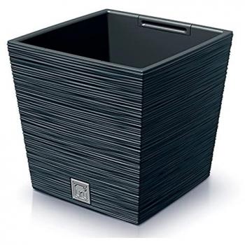 Macetero cuadrado FURU de Prosperplast, color antracita, con depósito, medidas 29,5 x 29,5 x 29 cm y capacidad de 14 litros