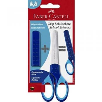 Tijera escolar FaberCastell grip azul