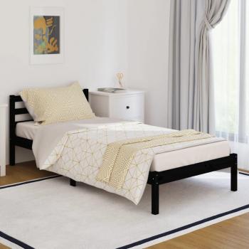 Estructura de cama de madera maciza de pino 90x200 cm negro