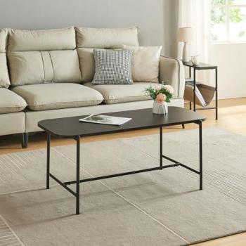 Mesa de Centro Samnanger Rectangular de Acero y Aglomerado 110x50x45cm - Negro, Diseño Estable y Atractivo para Salón
