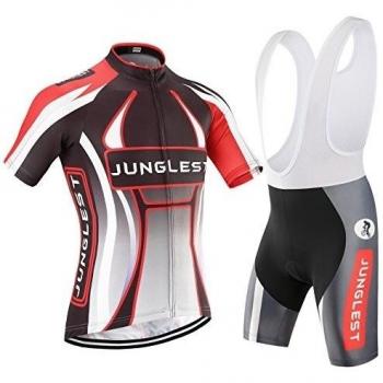 junglest (Cojín 3D)(Traje(Tirante Blancas) tamaño:L) Ciclismo para los Hombres de Moda sudo Manga Maillot Jerseys 2016 Rendimiento Corta Ropa Transpirable Jerseys Chaleco