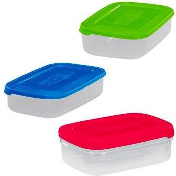 Gran plástico Danubio Micro Rectangular envase de alimento, Multicolor, Set de 12