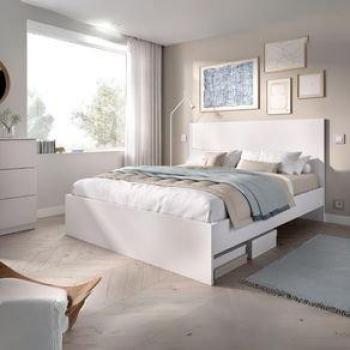 Cama Lago Cabecero + Aro Blanco 100X145,8X195,4 Cm