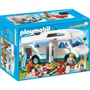 Playmobil Summer Fun 6671 Caravana de Verano Equipada para Acampar con Camas para Toda la Familia