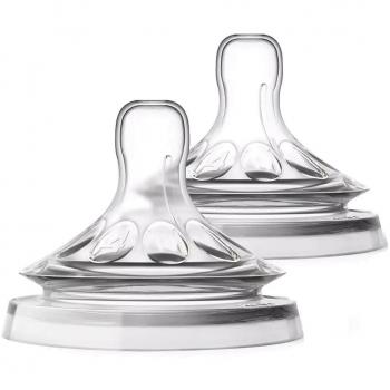 Philips Avent Natural Tetina de Flujo Rápido con 4 Orificios, para Bebés de 6 Meses o Más, Pack de 2 Unidades