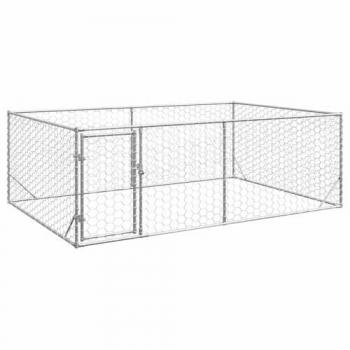 Galvanised Steel Outdoor Dog Kennel with Door 3x2x1 m