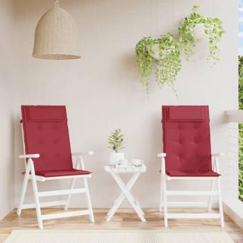 Highback Chair Cushions Set - 2 pcs Wine Red Oxford Fabric