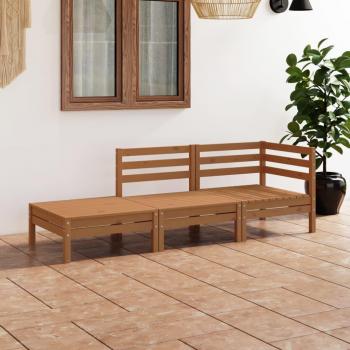 Juego de muebles de jardín 3 piezas madera maciza pino marrón miel