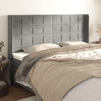 Cabecero con orejas de terciopelo gris claro 183x16x118/128 cm vidaXL - Gris
