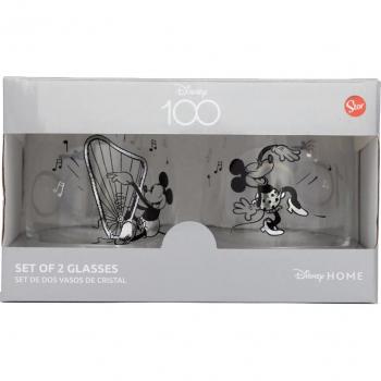 Vasos de Cristal Disney 100 Aniversario Set de 2 - Capacidad 510 ML, diseño exclusivo