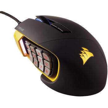 Corsair Scimitar PRO RGB Ratón Óptico para Juegos, 16 000 PPP Óptico Sensor, 12 Botones Programables, Retardo de 1ms Ultrarrápido, Sistema de Control de Macro, Retroiluminación LED RGB, color Amarillo
