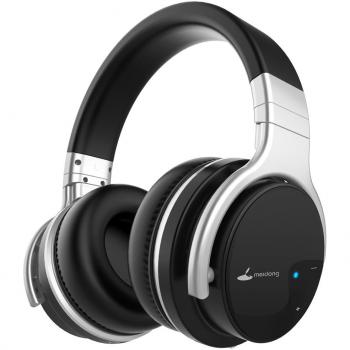 Meidong E7B Auriculares Bluetooth livianos con micrófono Hi-Fi con Sonido Deep Bass Sobre la Oreja, Almohadillas cómodas de proteínas, 30 Horas de reproducción para el Trabajo de Viaje