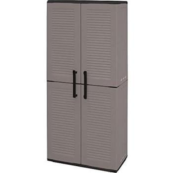 Art Plast Gabinete alto de plástico E71/PS con soportes para escobas, económico, gris