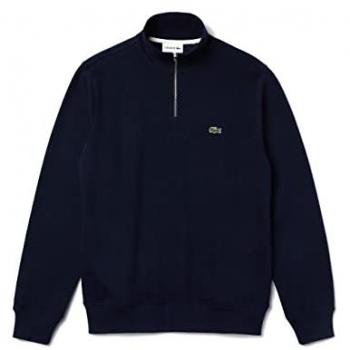 Lacoste Men's High Neck Zip Cotton Sweatshirt - Navy Blue - XS