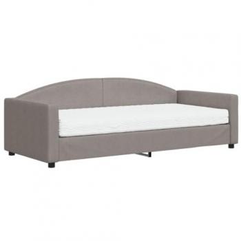 Sofá cama con colchón tela gris taupe 90x200 cm
