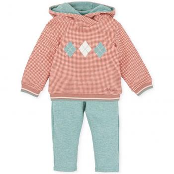 Conjunto sin pie de bebé niño Tutto Piccolo naranja oscuro con abertura y botones