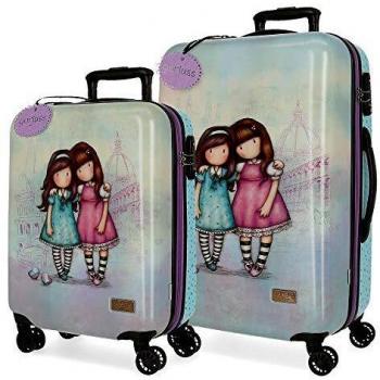 Santoro Gorjuss Friends Walk Together Juego de Maletas Morado 55/67 cms Rígida ABS Cierre TSA 97L 4 Ruedas Dobles Equipaje de Mano