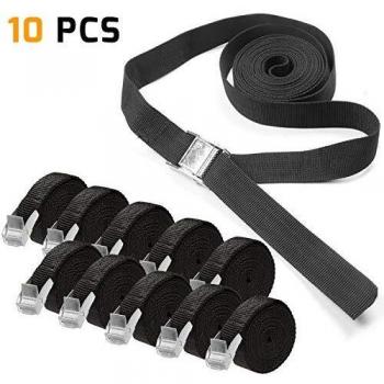 KKtick - 10 correas de sujeción de 2 m con hebilla de color negro
