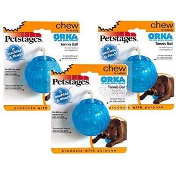 Orka Pelota de tenis, juguete de goma resistente para masticadores agresivos, paquete de 3