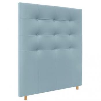 Cabecero Capitoné hasta el Suelo 105x120cm Tapizado en Polipiel Celeste para Cama Dormitorio
