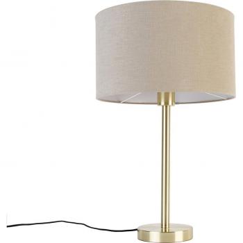 Lámpara de mesa clásica de latón con pantalla marrón claro 35 cm - Simplo