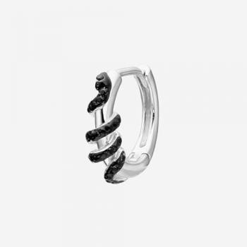 Pendiente Piercing Aro Viper Hoop en Plata de Ley 925 con Baño de Rodio y Cierre Clic - Espinelas Negras