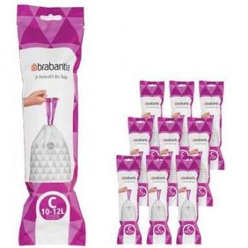 Bolsas de Basura Brabantia PerfectFit Código C (10-12L) - Paquete Multipack de 200 Bolsas