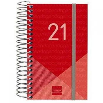 Finocam - Agenda 2021 1 Día página Espiral Year Rojo Español, Mini - E3-79x127 mm