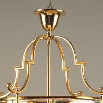 Lámpara colgante Colchester de latón pulido 63 cm con 4 luces y cadena