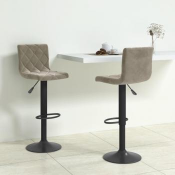 Taburetes de Bar de Terciopelo Gris Claro - Juego de 2 Piezas
