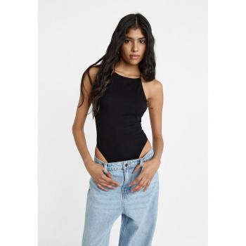 Stradivarius Seamless Criss-Cross Back Bodysuit - Black XL